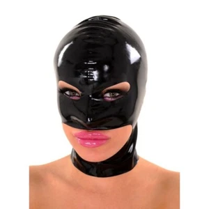 Máscara de goma abierta con capucha de látex cremallera trasera ropa de club nocturno disfraces trajes fetiche - Imagen 1 de 4