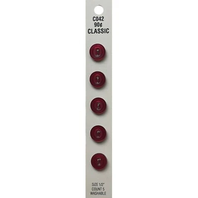 Buttons Red Round 2-Hole 5-Pack 1/2" Vintage Blumenthal Lansing No. C042 - Image 1 of 4