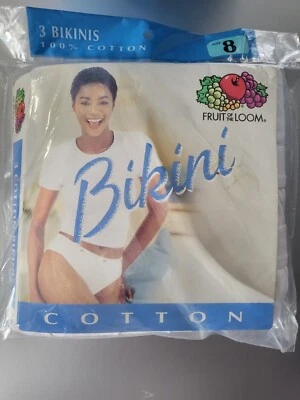 Paquete de 3 bikini vintage Fruit Of Looms 1999 100 % algodón para dama blanco talla 8 Foto 1 de 4