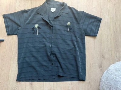 Trader Bay Men’s XL Palm Tree Embroidered Button Up Shirt Black Casual - Image 1 of 4