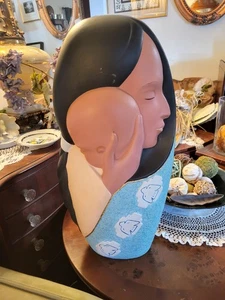 Vintage indianische Keramik 21" groß Mutter hält Baby signiert Diane 89' - Bild 1 von 23