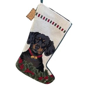 Medias de Navidad de lana Dachshun artesanales de punta de aguja Union Trading Company - Imagen 1 de 4