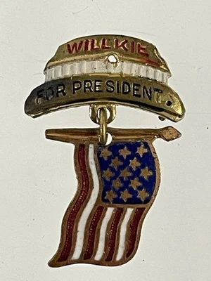 Prendedor de elecciones presidenciales republicanas Wendell Willkie 1940 Foto 1 de 2