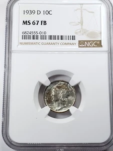 1939 D Mercury Dime 10C NGC MS67 FB #2 - Picture 1 of 4