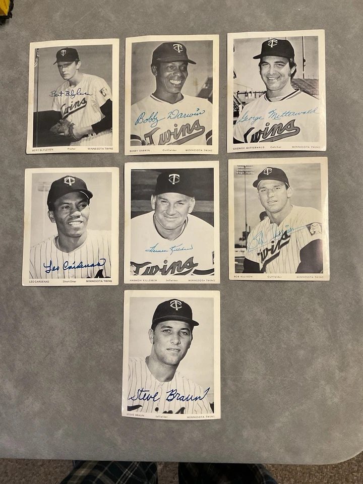 Lote de 7 fotos autografiadas vintage de los gemelos de Minnesota Killebrew Blyleven Allison + Foto 1 de 1