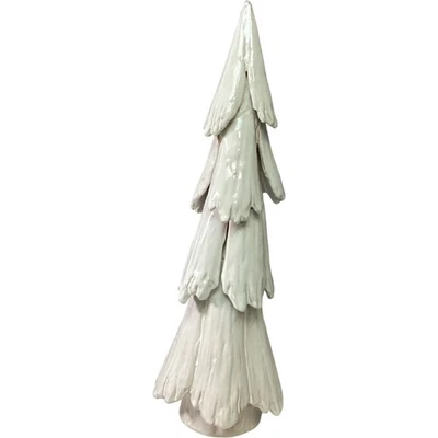 Ceramic Christmas Tree Glazed White Decorative Holiday Ornament 52cm TH - Image 1 of 4