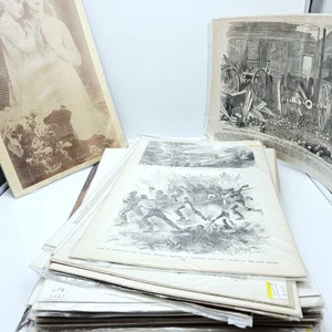 Antique Art Prints Lot of 33 Black and White Civil War Military 1890s - Picture 1 of 13