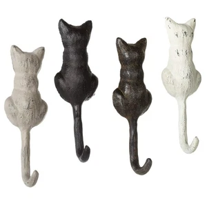 MIDWEST-CBK Cutsey Cat Tail 6 x 2 Cast Iron Wall Hook, Set of 4 - Foto 1 di 1