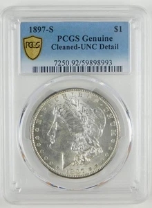 1897-S $1 Morgan Silver Dollar PCGS UNC Details Cleaned Coin C2478 - Picture 1 of 2