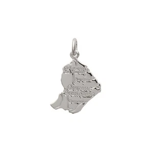 KBC Pendentif Argent 925 Rhodié Médaille Pays Guyane Française 17x12mm - Picture 1 of 1