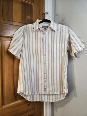 Ezekiel Men's Short Sleeve Button Up Striped Shirt White & Multi Sz M - Image 1 of 4