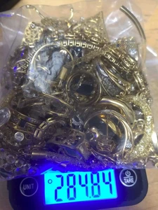 8396 Vermeil Sterling 925 Armband Ketten Halskette Schrott Schmelzen 283 Gramm mit Steinen - Bild 1 von 2