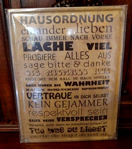 Blechschild 30 x 40 cm Blechwaren Fabrik Braunschweig " HAUSORDNUNG  " - Picture 1 of 3