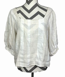 Esmaee Women's Cream White Oversized Wish Pavilion Linen Blouse Size L - Picture 1 of 9