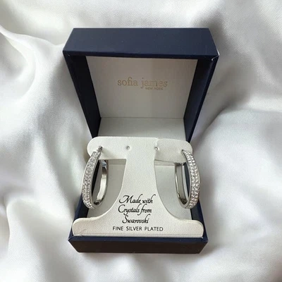 Pendientes perforados enchapados en plata Sophia James aros Swarovski nuevos en caja Foto 1 de 4