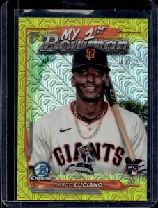 2024 Bowman Chrome Marco Luciano My 1st Mega Box RC Yellow Mojo Refractor #43/75 - Picture 1 of 2