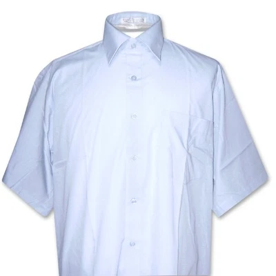 Camisa de vestir Covona para hombre manga corta lisa color AZUL POLVO talla mediana Foto 1 de 2