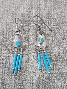 Vintage Turquoise Silver Earring / Earrings Listing E67 - Picture 1 of 5