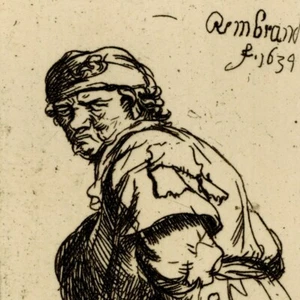 Rembrandt A peasant calling out - Antique Heliography Etching XIXth C - Picture 1 of 5