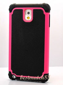 for samsung galaxy note III 3 triple 3 layer hybrid case black hot pink - Picture 1 of 3