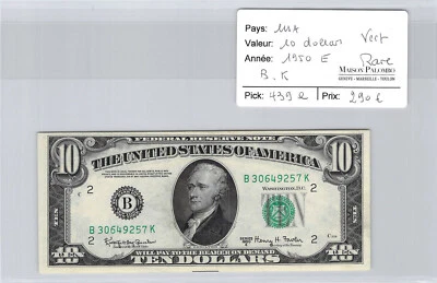 USA $10 Dollars 1950 E B/K - Green - Rare - Image 1 of 2
