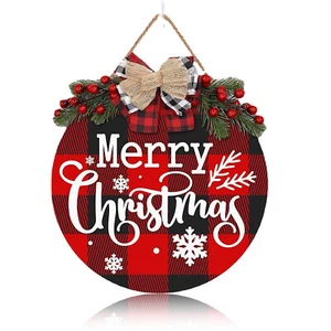 Wooden Christmas Tree Decorations Door Hanger Christmas Decor Outdoor Wood Sign - Picture 1 of 10