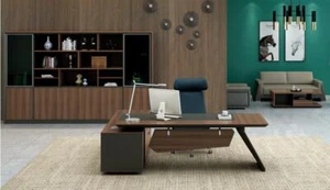Schreibtisch Büroeinrichtung 2tlg. Set Tische Regal Chef Tisch + Aktenschrank - Bild 1 von 3