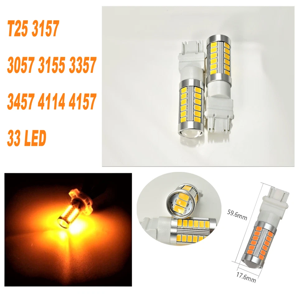 Amber Front Turn Signal Light T25 3057 3157 4157 33 LED Bulb A1 Fits Ford - Image 1 of 1