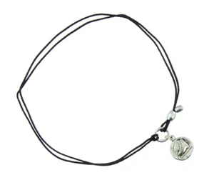 Alex and Ani Dije Pulsera Cordón Vástago Plateado Patín de Hielo Ajustable Cordón Negro - Imagen 1 de 7