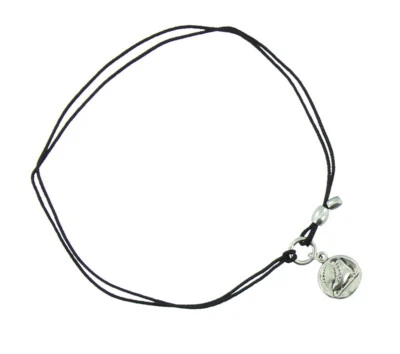 Pulsera Alex and Ani Charm Cordón Vástago Plata Patín sobre Hielo Ajustable Cordón Negro Foto 1 de 4