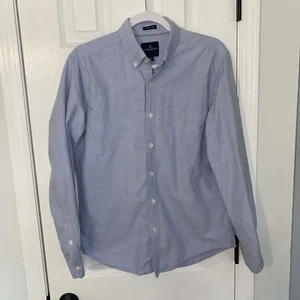 Camicia in denim morbido American Eagle Seriously bottoni manica lunga da uomo taglia M - Foto 1 di 6