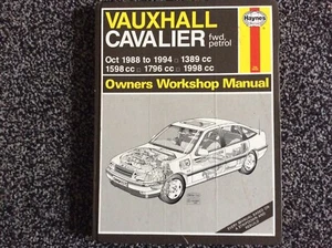 Haynes Manual Vauxhall Cavalier fwd petrol, Oct 1988-94-1389,1598,1796,1998cc - Picture 1 of 8