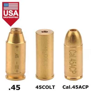 Red Laser Bore Sight .45 45 ACP 45 COLT Bore sighter Brass Cartridge Boresighter - Picture 1 of 19