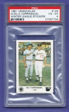 1981 Venezuelan League Sticker GUS GIL / ALFONZO CARRASQUEL # 149 HIGHEST GRADED