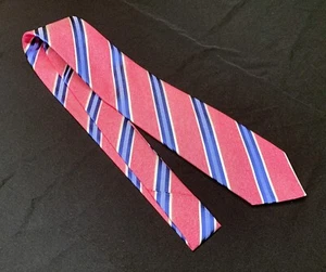 NEW DAVID DONAHUE Silk Tie Made in USA Blue & Pink Striped - Picture 1 of 3