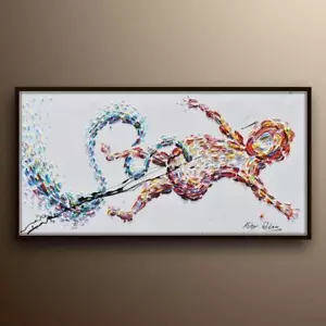 Bebé recién nacido 48""x 24"" con cordón umbilical, idea de regalo, pintura al óleo original - Imagen 1 de 5