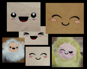 Embroidered Kawaii /Emoji Faces for Dolls & Toys - all skin tones/ethnicities - Picture 1 of 15