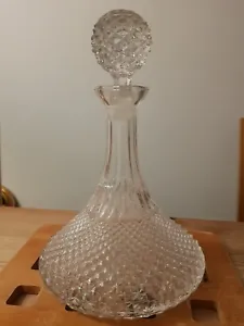 Stunning cut glass crystal ships decanter with large stopper, pyramid/diamond cu - Picture 1 of 4