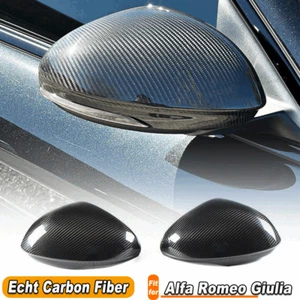 Passt für Alfa Romeo Giulia 2015-18 Paar Carbon Spiegelkappen Rückspiegel Add-on - Afbeelding 1 van 11