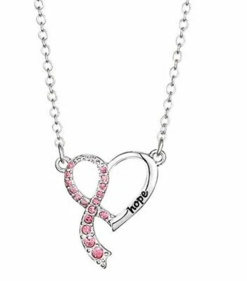 Avon Breast Awareness Cancer Crusade Pink Heart Ribbon Hope Necklace New in Box - Image 1 of 2