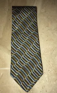 Mondo di Marco Rectangle Watercolor Long Tie Bronze Silk Necktie Italy - Picture 1 of 2