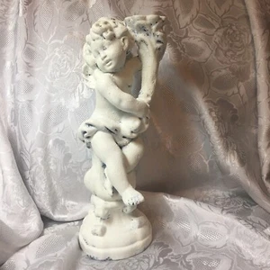 HANDMADE OOAK CHERUB CANDLESTICK SHABBY CHIC COTTAGE CORE PARIS CHIC BAPTISM - Picture 1 of 5