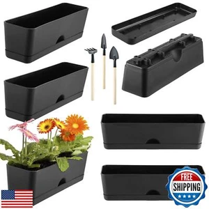 6-Pack Large Window Boxes Planters 16 Inch Rectangle Plant Box Rectangular Pl - Picture 1 of 5
