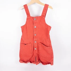 Zara Kids Button Front Denim Shortall Overalls Red Size 9 (134 cm) - Picture 1 of 9