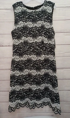 Isaac Mizrahi IM NYC Lace Fit and Flare Dress Women's SZ 16 Black & White NOS — 第 1/4 张图片