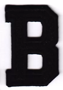 BLACK BLOCK LETTER "B" (1 7/8") - Iron On Embroidered Applique Patch - Picture 1 of 2