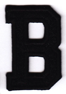 BLACK BLOCK LETTER "B" (1 7/8") - Iron On Embroidered Applique Patch - Image 1 of 2