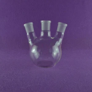Laboratory Three Necks Glass Plat Bottom Flask 24/29 - Picture 1 of 1