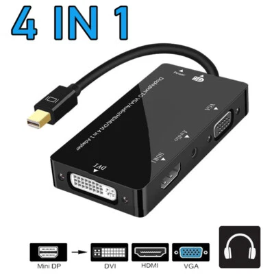 4 in1 Thunderbolt 2 Mini DisplayPort DP auf HDMI VGA DVI Audio Mac Adapter Kabel - Bild 1 von 4