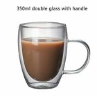 Double Wall Insulated Glass Coffee Glass Mug Tea Cup With Handle 250/350/450ml